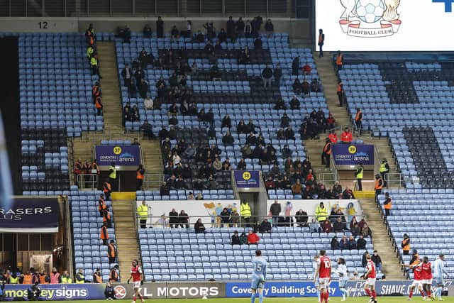 Rotherham United fans at Coventry City. Picture: Jim Brailsford