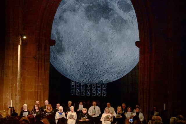The Museum of the Moon art installation was launched recently at Rotherham Minster.