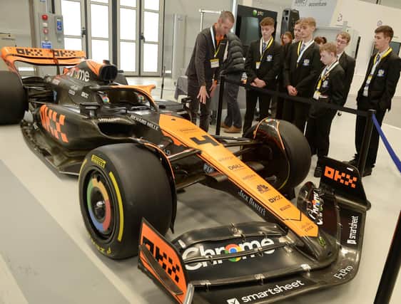 The University of Sheffield AMRC welcomed students from Rotherham to an event at it's Factory 2050 run by Make UK, as part of National Manufacturing Day. Year 11 students from Wales High School learned about McLaren cars from senior specialist, materials engineer Tom Batho.