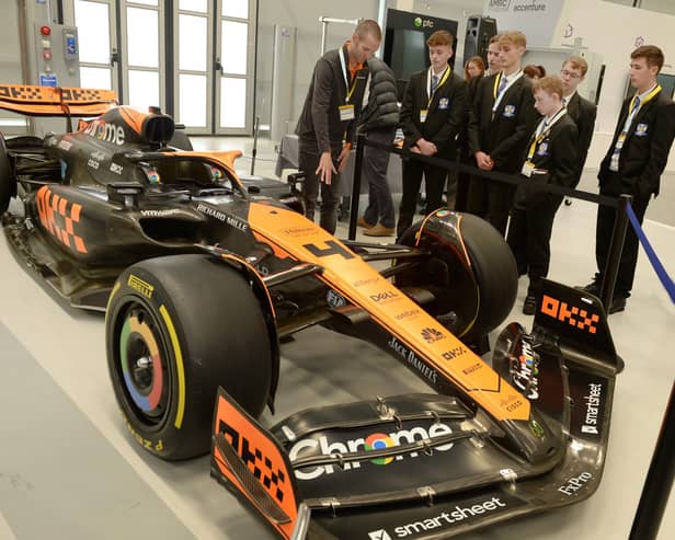 The University of Sheffield AMRC welcomed students from Rotherham to an event at it's Factory 2050 run by Make UK, as part of National Manufacturing Day. Year 11 students from Wales High School learned about McLaren cars from senior specialist, materials engineer Tom Batho.