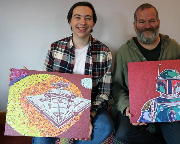 Tim Haywood (left) and artist James Brunt