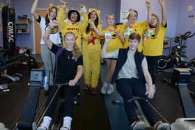 Students at Winterhill School took part in a sponsored triathlon in the school gym, to raise funds for Children in Need. (photo by Kerrie Beddows)