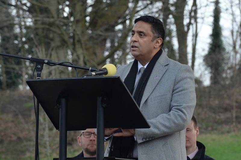 Cabinet member for corporate services, community safety and finance, Cllr Saghir Alam spoke at the Rotherham Holocaust Memorial Day event at Clifton Park.