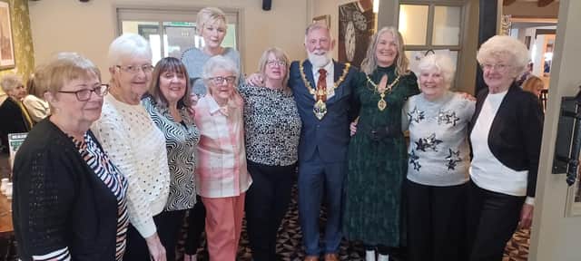 The and Mayoress with some of the guests from Dale Farm Rawmarsh Retired Pensioners' Group