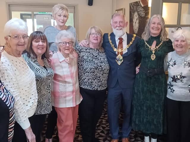 The and Mayoress with some of the guests from Dale Farm Rawmarsh Retired Pensioners' Group