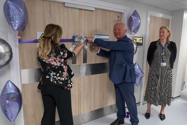 HI TECH!: Rachel Bell, professional lead for medical imaging at Rotherham Hospital, Michael Richmond, Rotherham NHS Foundation Trust chair, and Jo Beahan (medical director) opening the new CT scanner room at Rotherham Hospital