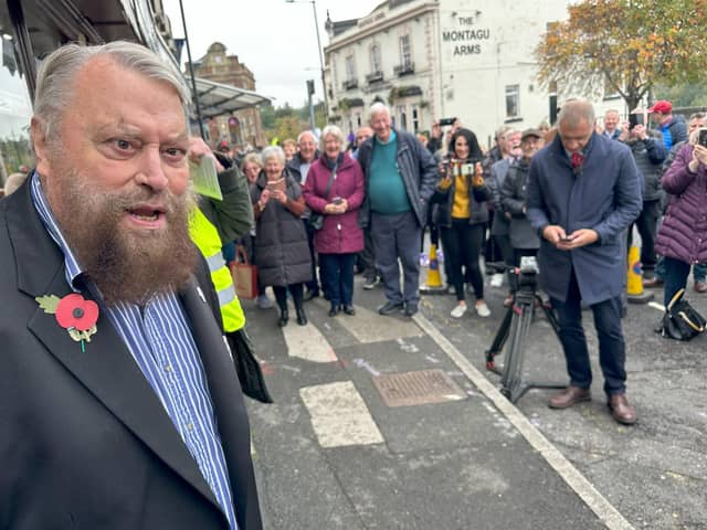Brian Blessed unveiled the plaque in Mexborough