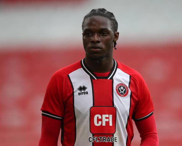 Sheffield, England, 12th September 2023.  Femi Seriki of Sheffield United during the Professional Development League 2 match at Bramall Lane, Sheffield. Picture credit should read: SIMON BELLIS / Sportimage