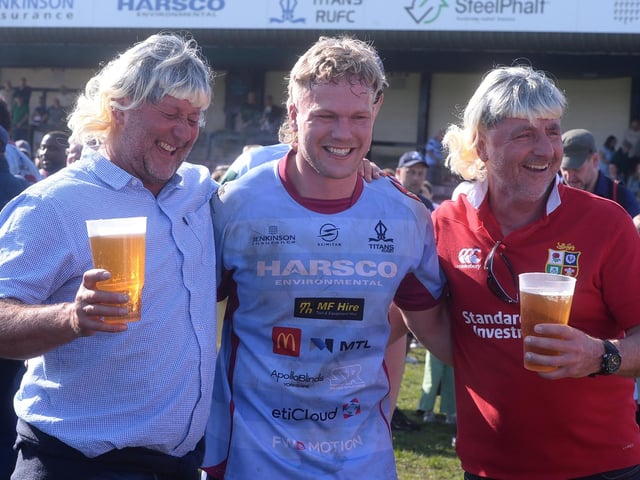 Martin Jenkinson Rotherham Rugby Club Titans fans celebrate promotion back to the Championship