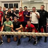 Maltby Main footballers at Sheffield Boxing Centre with Glyn Rhodes (left)