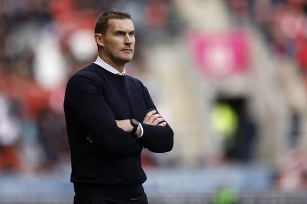 Rotherham United manager Matt Taylor watches events unfold at AESSEAL New York Stadium in the Championship game against Preston North End. Picture: Jim Brailsford