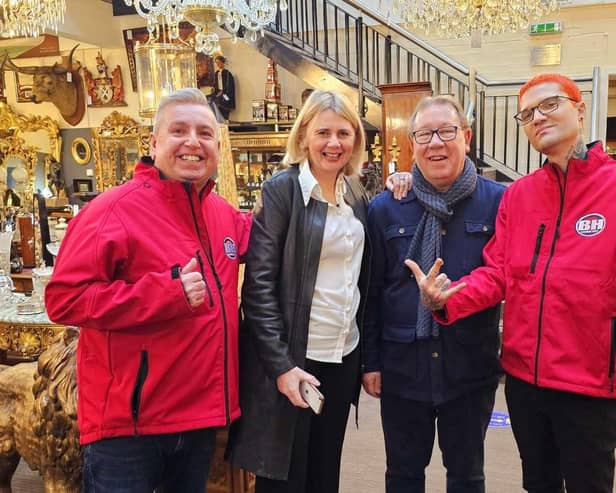 BARGAIN HUNTERS: Contestants Ivor Hillman (left) and Joe Sunday with experts Catherine Southon and Mark Stacey