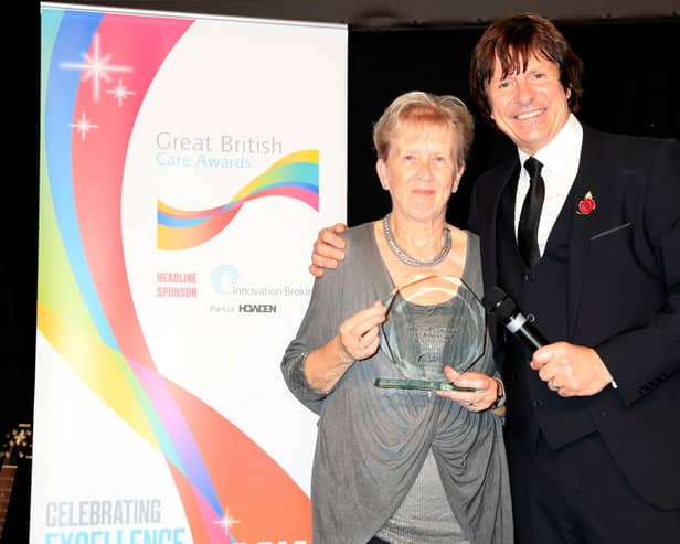 Anne Martin was presented with her trophy by actor and comedian Steve Ward at a gala dinner