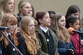 St Bernard's Catholic High School choir sang at the Rotherham Holocaust Memorial event at Clifton Park.