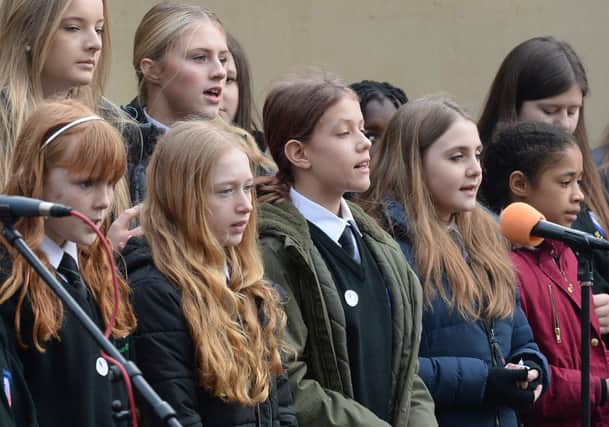St Bernard's Catholic High School choir sang at the Rotherham Holocaust Memorial event at Clifton Park.