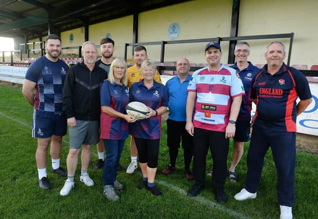 NEW BALL GAME: the group at the Walking Rugby. Pictures by KERRIE BEDDOWS
