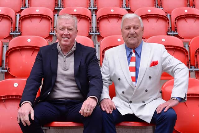 Steve McClaren and Tony Stewart on the day of the unveiling press conference at AESSEAL New York Stadium. Picture: Kerrie Beddows