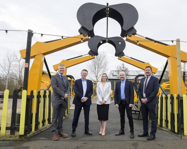Construction manager for Esh Civils Mike Sherrard, John Barber, CEO and co-founder at The Work-wise Foundation , Esh construction social value manager Megan Roberts, business development manager for Skills Street James Beighton, and Esh Civils’ divisional director Steve Garrigan.