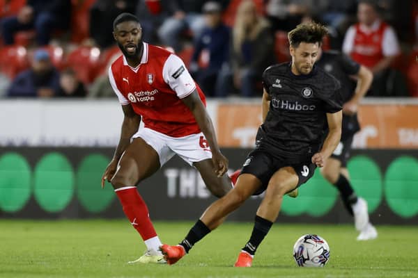 Tyler Blackett in action for Rotherham United at AESSEAL New York Stadium in the Championship clash with Bristol City before he suffered a bad injury in the closing stages. Picture: Jim Brailsford