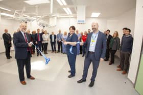 Dr Richard Jenkins, chief executive of both Barnsley Hospital NHS Foundation Trust and Rotherham Foundation Trust (right) at the ribbon-cutting ceremony