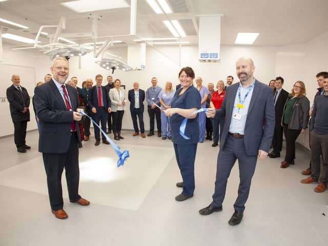 Dr Richard Jenkins, chief executive of both Barnsley Hospital NHS Foundation Trust and Rotherham Foundation Trust (right) at the ribbon-cutting ceremony