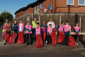 The litter-picking team in action