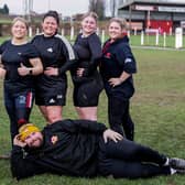 Women at first session with Maltby RUFC chairman Frank Lidster
