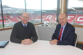 PROGRESS: Rotherham United chief operating officer Paul Douglas with John Healey MP at the AESSEAL New York Stadium