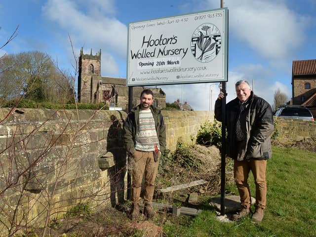 Dean Charlton (left) and his dad Glenn Charlton, who are reopening the Hooton Walled Nursery at Hooton Roberts - photos by Kerrie Beddows
