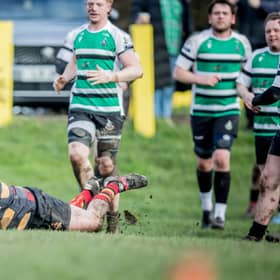 Gaz Burns goes over for Maltby RUFC away to Hessle. Pictures by Hayley Kirk