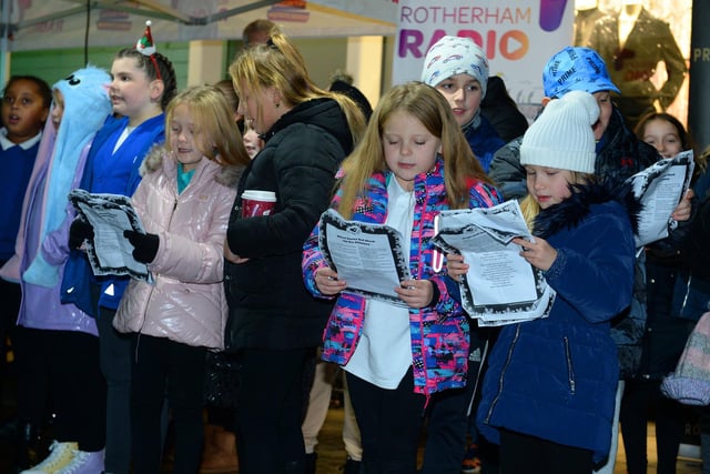 Pupils from Coleridge and East Dene Primary Schools sang Christmas songs at the recent Rotherham Toy Appeal lauch at Parkgate Shopping.