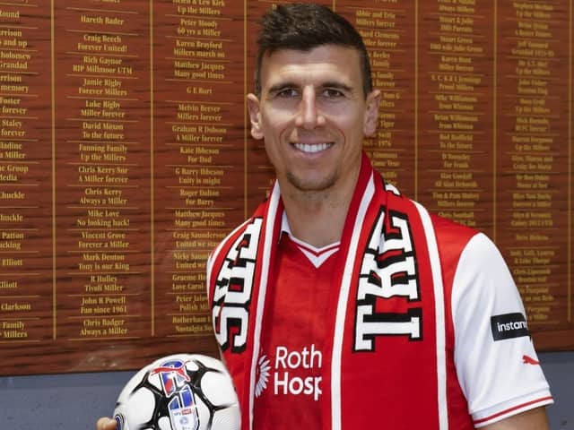Daniel Ayala in his new Rotherham United colours.