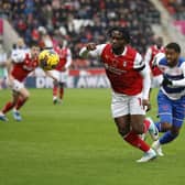 Fred Onyedinma on the attack for Rotherham United against QPR in the Championship encounter at AESSEAL New York Stadium. Picture: Jim Brailsford