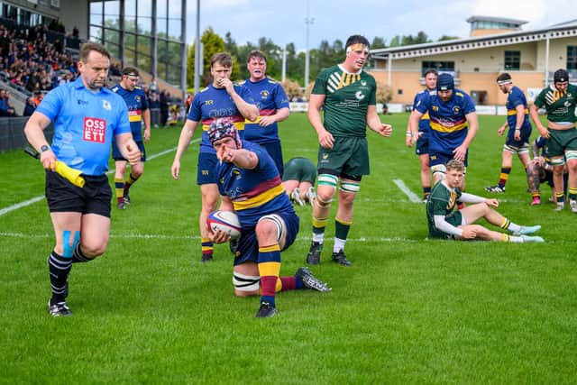 Rayan Burrows celebrate scoring Wath's first try : Wath try
