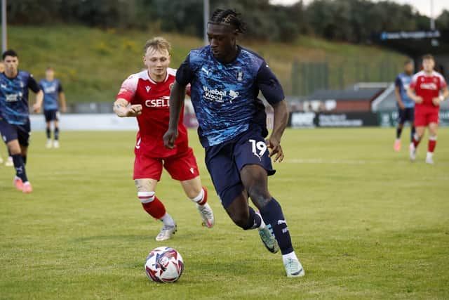 Rotherham United loan striker Esapa Osong in action at Stamford. Picture: Jim Brailsford