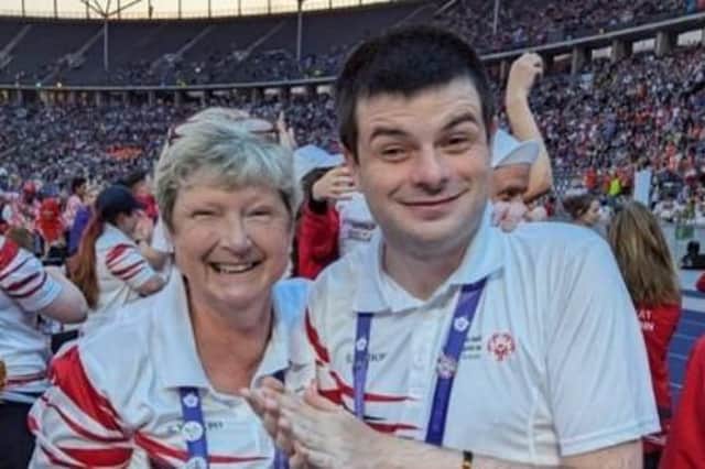 Dan Hudson at the Special Olympics 2023 with mum Shirley