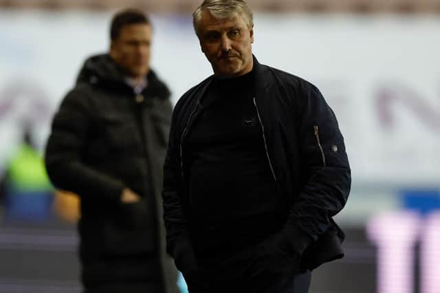 Unhappy Rotherham United manager Lee Clark at Wigan Athletic. Picture: Jim Brailsford