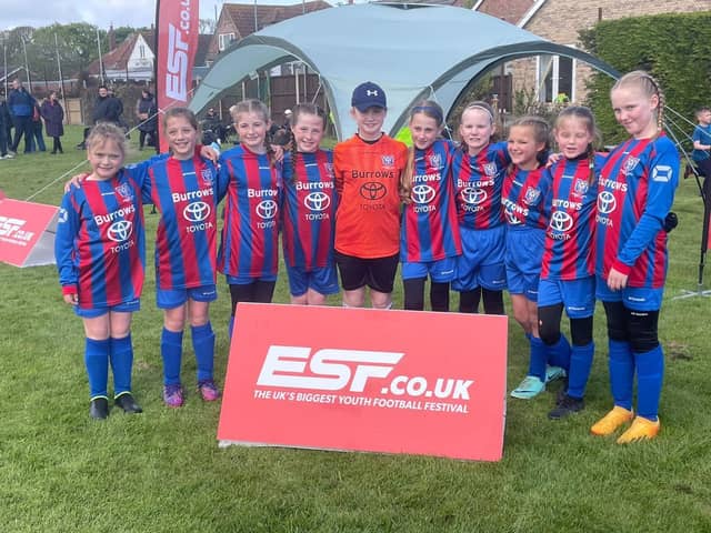 Wickersley Youth Girls U10s Reds at the ESF Football Festival.