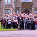 Staff and Students of TRC celebrating outside Main College Building with principal Joel Wirth pictured centre, bottom row - pic by Brittany Cully Photography
