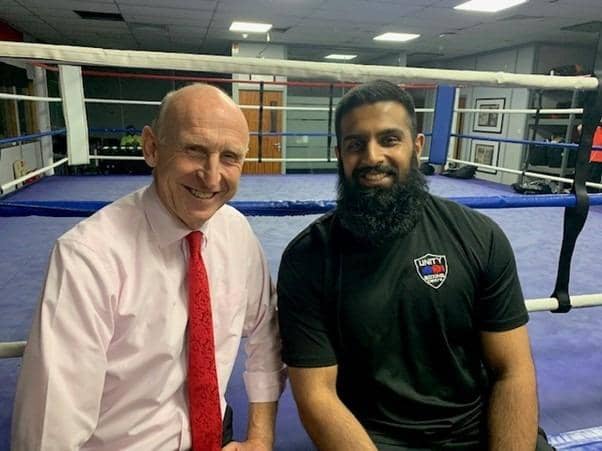 John Healey MP with Unity Gym operator Abdul Majid