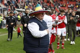 They come as a pair ... A sombrero on final day for Rotherham United boss Steve Evans after the Cardiff City match. Picture: Jim Brailsford