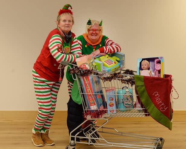 Rotherham Toy Appeal coordinator Ann Levick (right) and volunteer Joyce Ledger collecting donations at Parkgate Shopping