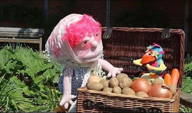 Granny Norbag with some of her favourite veg in her new YouTube video