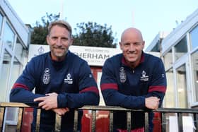 Rotherham Titans head coach Gareth Lewis (left) and rugby consultant Harvey Biljon.