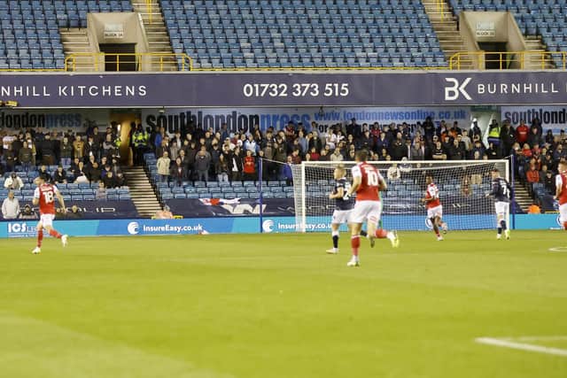 Rotherham United fans at Millwall. Picture: Jim Brailsford