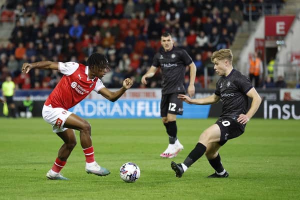 Dexter Lembikisa in possession for Rotherham United against Bristol City in the Championship clash at AESSEAL New York Stadium. Picture Jim Brailsford