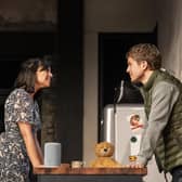 Fiona Wade (Jenny) and George Rainsford (Sam) in 2:22 A Ghost Story. Pic credit: Johan Persson