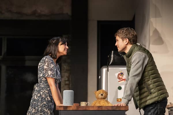 Fiona Wade (Jenny) and George Rainsford (Sam) in 2:22 A Ghost Story. Pic credit: Johan Persson