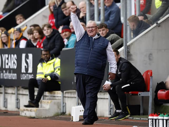 Rotherham United boss Steve Evans acknowledges fans at the last-day Cardiff City game. Picture: Jim Brailsford