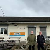 Keith Haynes and fellow trustee John Roddison in front of the Treeton clubhouse